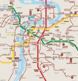 Карта пражского метро